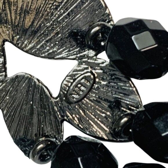 Vintage NRT Avon Black Faceted Rhinestone Beaded Collar Multi strand Necklace - Picture 8 of 8